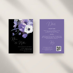 Invitation Lilac foncé & Lavande Floral tout en un Mariage