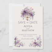 Invitation Lilac Garden Lantern Romance Save the Date (Devant)
