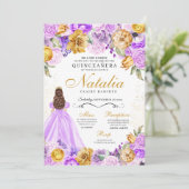 Invitation Lilac Gold Princesse Parties scintillant Tiara Qui (Debout devant)
