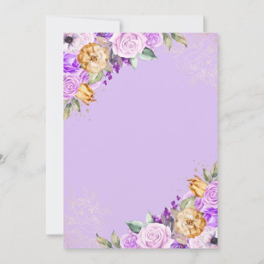 Invitation Lilac Gold Princesse Parties scintillant Tiara Qui (Dos)