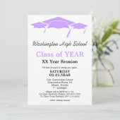 Invitation Lilac Graduation Caps Classe Réunion Modèle (Debout devant)