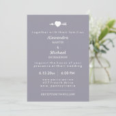 Invitation Lilac Grey avec Coeur et Flèche Mariage élégant (Debout devant)