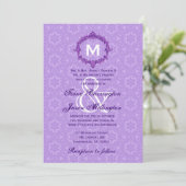Invitation Lilac Lace Vintage Monogramme Mariage J454 (Debout devant)