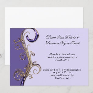 Invitation Lilac Lavande Violet & Or Orné Tourbillon