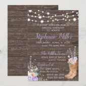 Invitation Lilac Lavendar Pays Floral Cowboy Boot (Devant / Derrière)