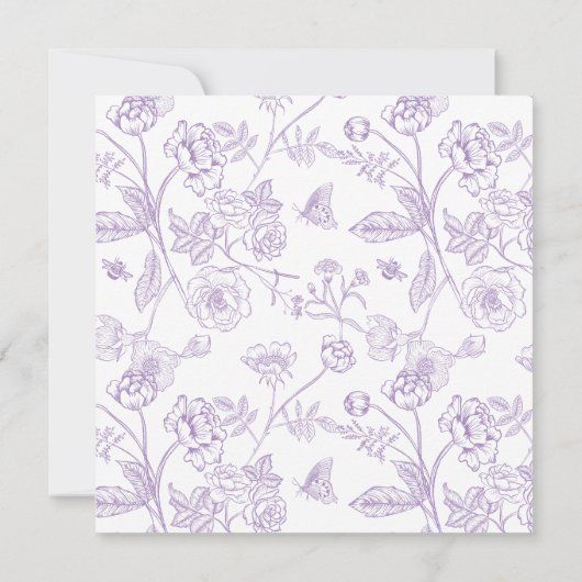 Invitation Lilac Lavender Baby shower Floral victorien (Dos)