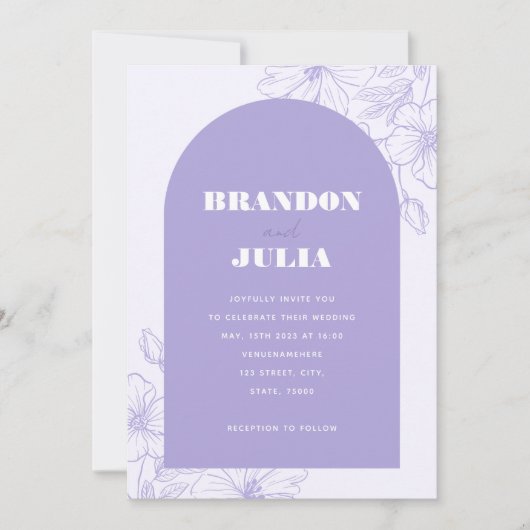 Invitation Lilac Lavender Boho Arch Floral Botanal QR Code (Devant)