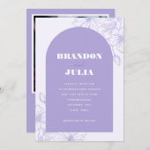 Invitation Lilac Lavender Boho Arch Floral Botanal QR Code (Devant / Derrière)