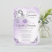 Invitation Lilac Lavender et Silver Princess Quince Anniversa (Debout devant)