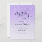 Invitation Lilac lavender fausse parties scintillant ombre fê (Devant)