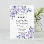 Invitation Lilac Lavender Floral Aquarelle Fleurs Mariage (Debout devant)