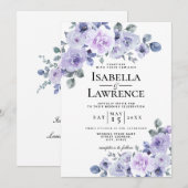 Invitation Lilac Lavender Floral Aquarelle Fleurs Mariage (Devant / Derrière)