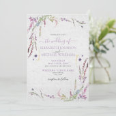Invitation Lilac Lavender Floral Photo Garden Mariage (Debout devant)