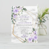 Invitation Lilac Lavender Gold Marble Floral Douche par courr (Debout devant)