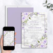 Invitation Lilac Lavender Gold Marble Floral Douche par courr