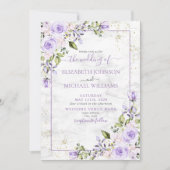 Invitation Lilac Lavender Gold Marbre Détails Floral Mariage (Devant)