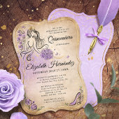 Invitation Lilac Lavender Gold Princess Quinceanera Anniversa