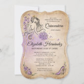 Invitation Lilac Lavender Gold Princess Quinceanera Anniversa (Devant)
