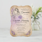 Invitation Lilac Lavender Gold Princess Quinceanera Anniversa (Debout devant)