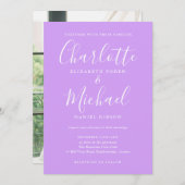 Invitation Lilac Lavender Signature Script Mariage photo (Devant / Derrière)