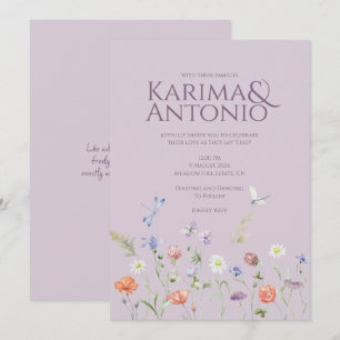 Invitation Lilac Lavender Whimsy Fleur sauvage