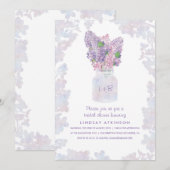 Invitation Lilac Mason Jar | Fête des mariées florale aquarel (Devant / Derrière)