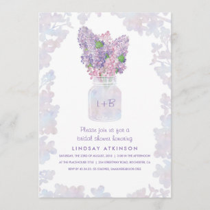 Invitation Lilac Mason Jar Fête des mariées florale aquarel