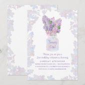 Invitation Lilac Mason Jar | Watercolor Floral fête d'anniver (Devant / Derrière)