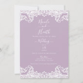 Invitation Lilac Mauve & Blanche Dentelle Élégante Mariage (Devant)