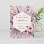 Invitation Lilac Misty Flora Wedding (Debout devant)