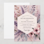 Invitation Lilac Misty Flora Wedding (Devant / Derrière)