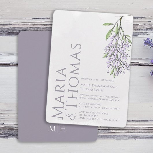 Invitation Lilac Moderne Elégante Aquarelle Florale