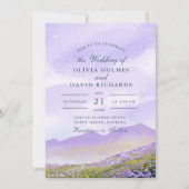 Invitation Lilac Night Sky Mountain Meadow Mariage (Devant)