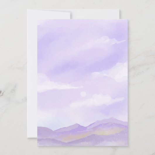 Invitation Lilac Night Sky Mountain Meadow Mariage (Dos)