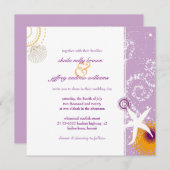 Invitation Lilac Orange Mariage blanc sur la plage (Devant / Derrière)