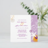 Invitation Lilac Orange Mariage blanc sur la plage (Debout devant)