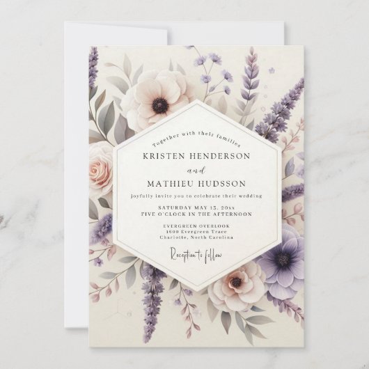 Invitation Lilac Painterly Meadow Wedding (Devant)