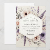 Invitation Lilac Painterly Meadow Wedding (Devant / Derrière)