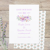 Invitation Lilac & Peach Bouquet Mariage Enregistrer la date
