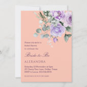Invitation Lilac Peach Floral Peony Bridal Shower (Devant)