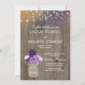 Invitation Lilac Plum violet Floral Mason Jar Mariage rustiqu (Devant)