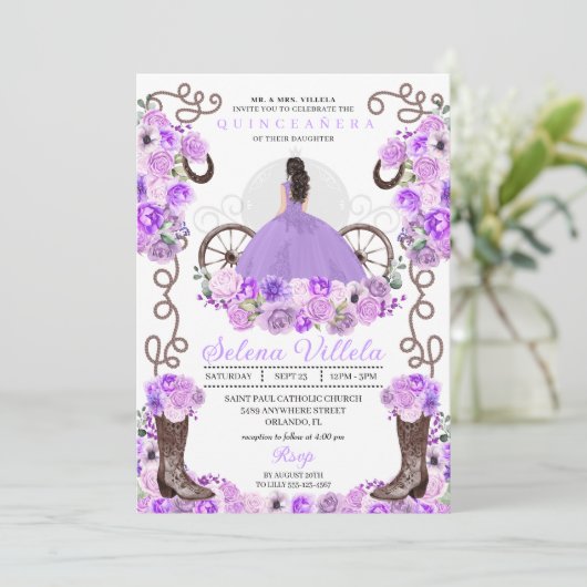 Invitation Lilac Princess Robe & Bottes Quinceañera (Debout devant)