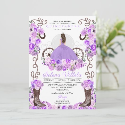 Invitation Lilac Princess Robe & Bottes Quinceañera (Debout devant)