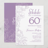 Invitation Lilac Purpl White Botanical Surprise 60e anniversa (Devant / Derrière)