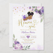 Invitation Lilac Purple Afro Africain Bébé Ciel Envoyé Douche (Devant)