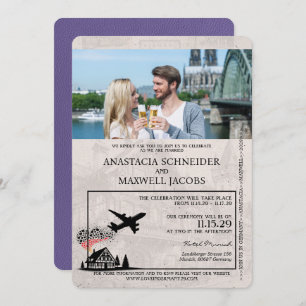 Invitation Lilac Purple Allemagne Mariage de passeport