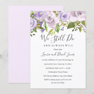 Invitation Lilac Purple Aquarelle Florale Mariage Renouvellem