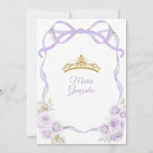 Invitation Lilac Purple Bow Princess Gold Crown Quinceañera (Dos)
