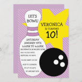 Invitation Lilac Purple Bowling Bash Bowling (Devant / Derrière)