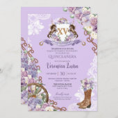 Invitation Lilac Purple Classy Western Charro Quinceanera (Devant / Derrière)